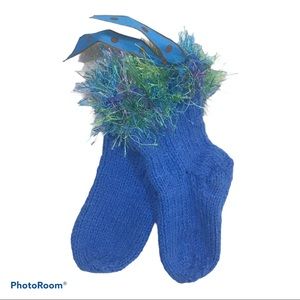 Handmade Hand Knit Baby Socks Blue Gift